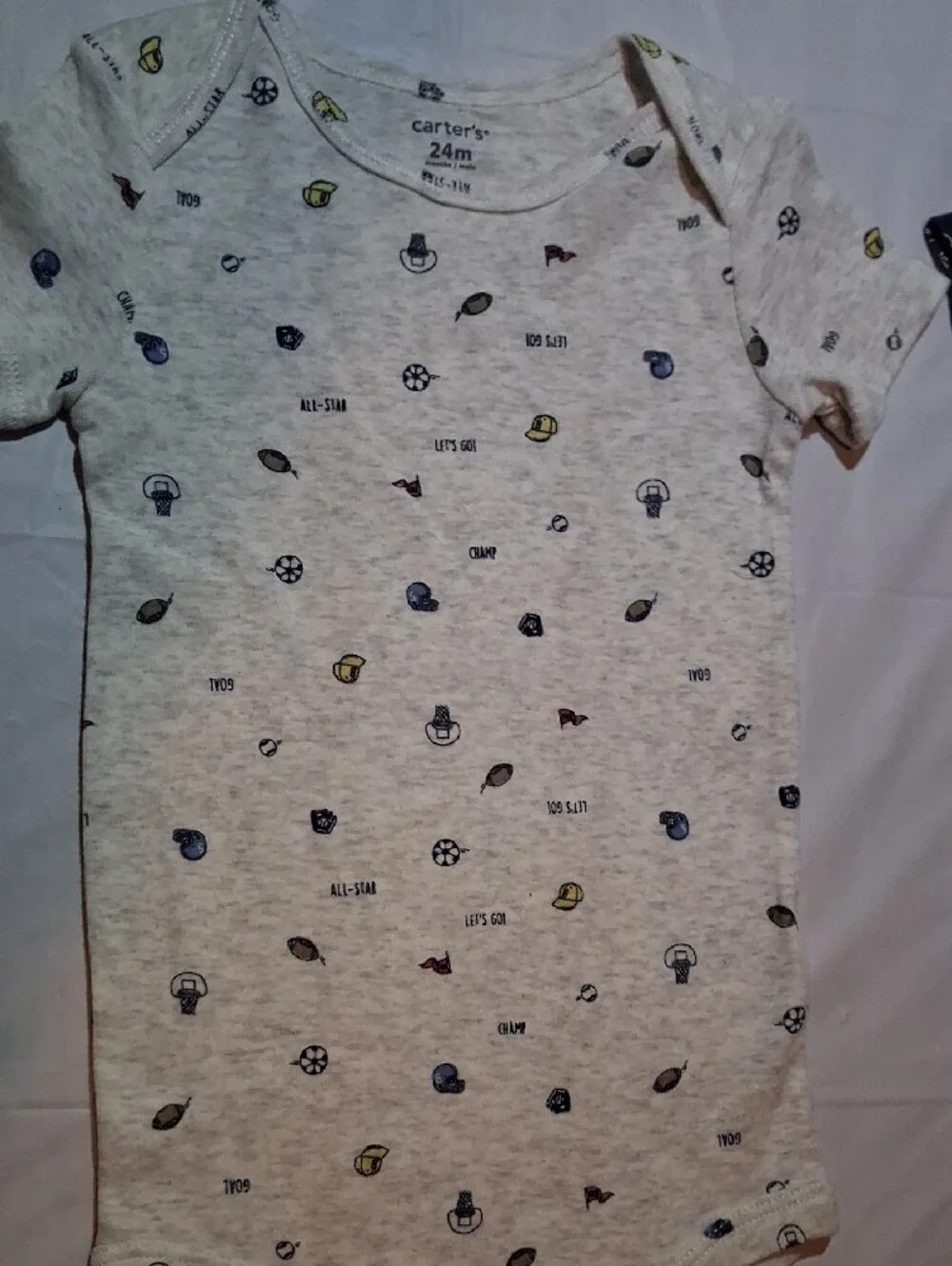 🏀 Carter's Baby Boys Allover Sports Print Bodysuits 24M (Set Of 2) 🏈